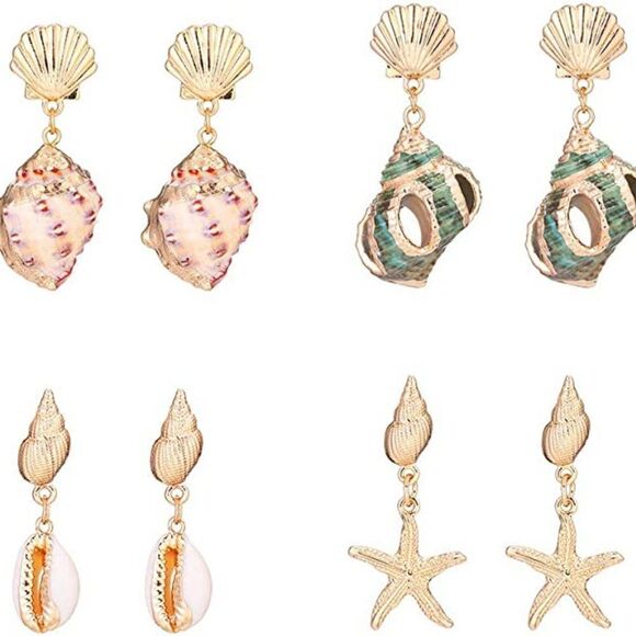 Shell Earrings Set Acrylic Drop Dangle - Picture 1 of 1